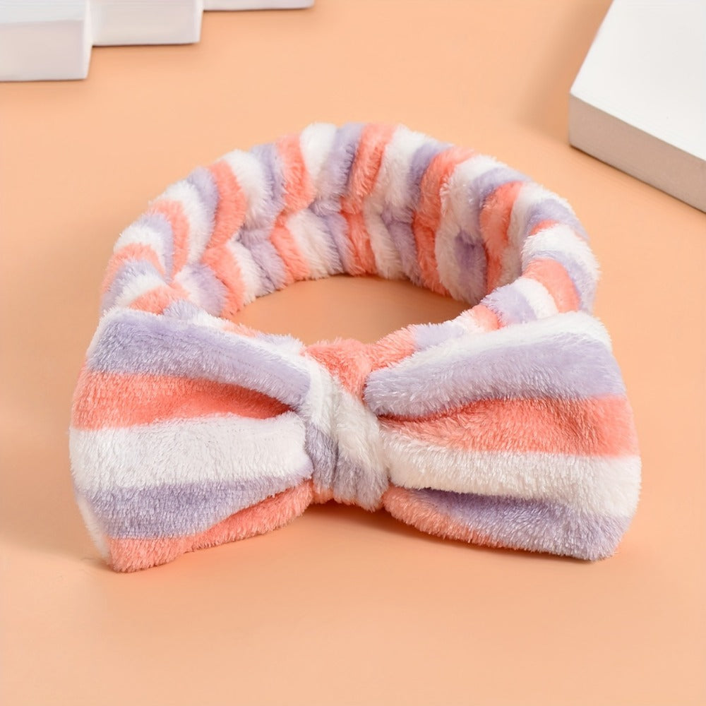 Headbands for Women 6 Pack Bow Design Soft Fabric Elastic Hair Bands for Makeup Spa Shower Skincare Routine Patterned Polyester Hair Headband for All Hair Types Beauty Accessory Gift Set