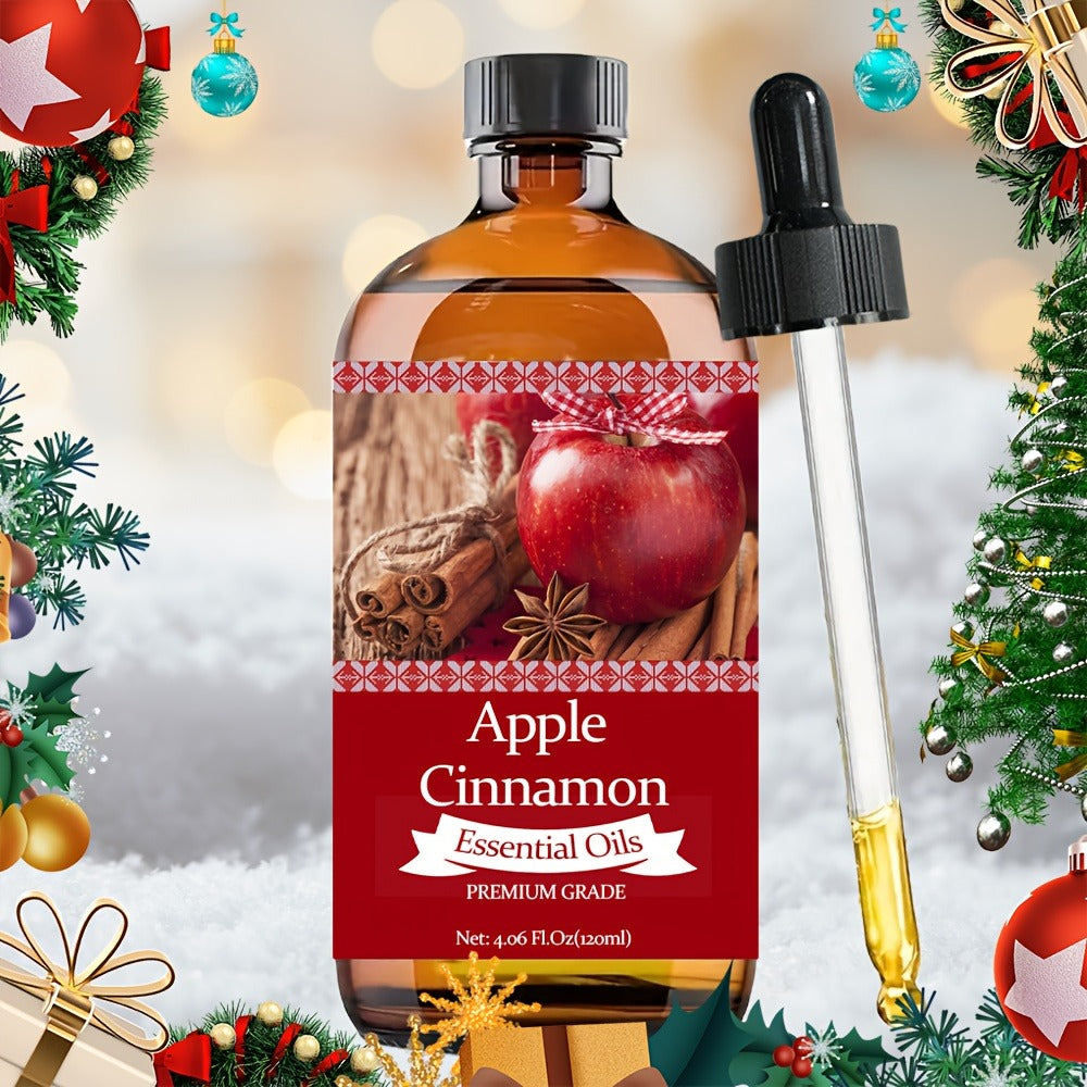 Apple & Cinnamon Essential Oil - Christmas Gift - 120ml/4.06fl.oz - Perfume Oil - 100% Pure Care Grade for Nail, Hair & Skin Care, Massage, Moisturizing Massage Essential Oil for Men & Women, Gift, Perfect Christmas Gift