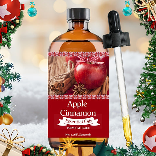 Essential Oil Apple Cinnamon 120ml — 100% Pure Aromatherapy Oil for Skin, Hair, Nail Care, Massage & Diffuser, Moisturizing Perfume Oil Gift for Men Women