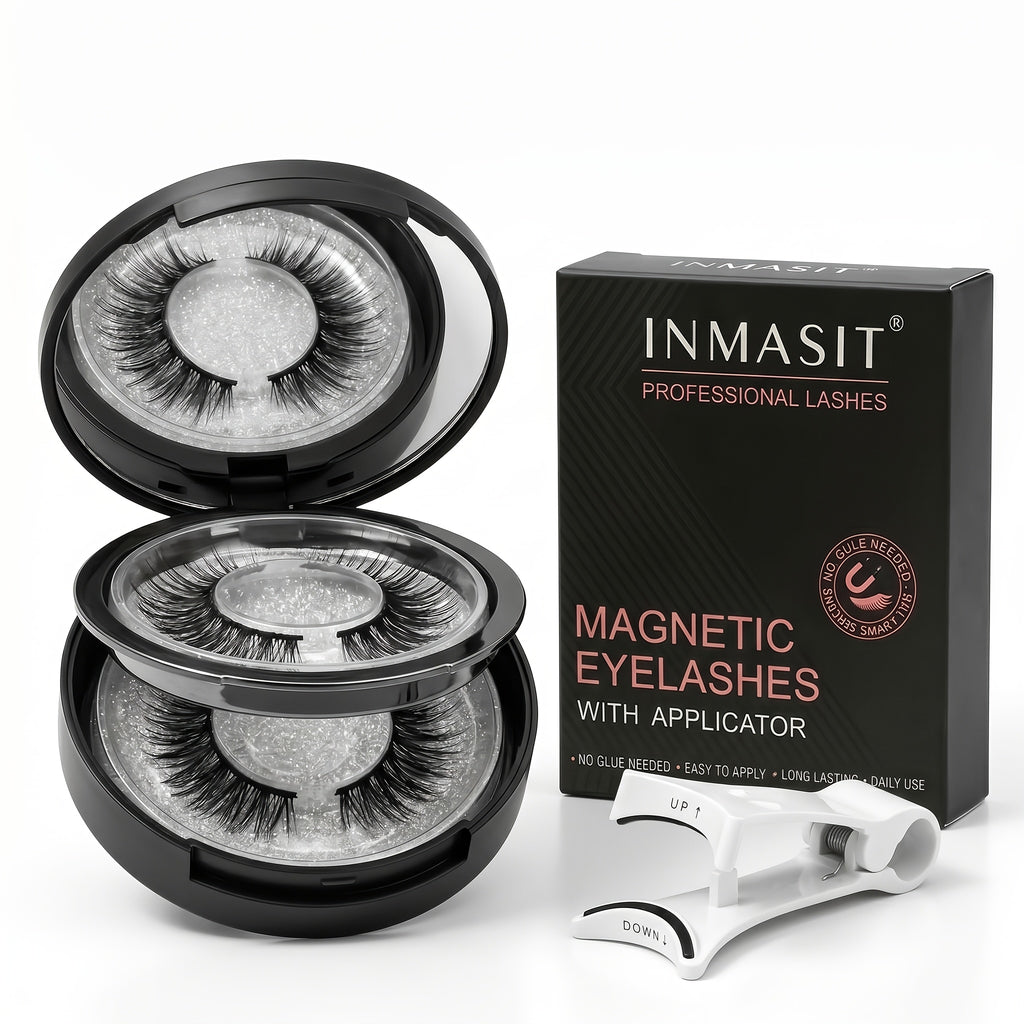 Local Repository Magnetic Eyelashes - Magnetic False Eyelashes Set, Glue-Free, Black/Pink Options with Applicator, Reusable & Waterproof Cat Eye Style, Ideal for Daily Wear/Parties/Valentine's Day Gifts, Must-Have for Women's Makeup