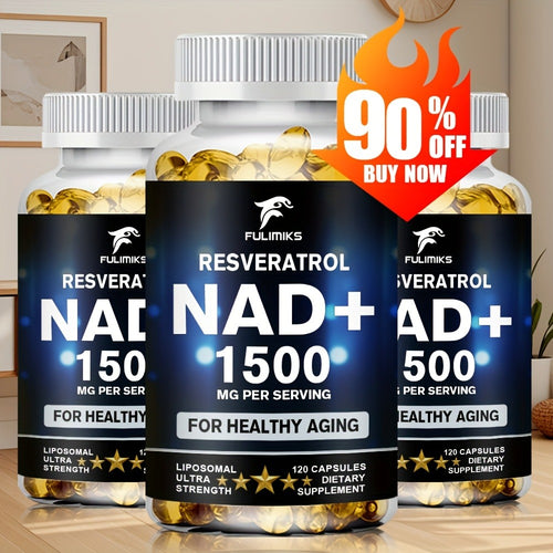 NAD+ Supplement with Nicotinamide Riboside & Resveratrol — Cellular Energy, Healthy Aging, Brain & DNA Repair Support for Men & Women, 120 Capsules