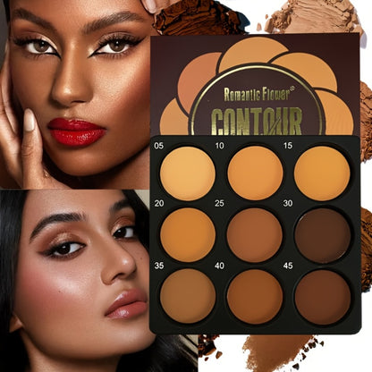 Contour and Concealer Palette 9 Colors Matte Waterproof Oil Control 3D Natural Makeup Effect Eyeshadow Foundation for All Skin Types