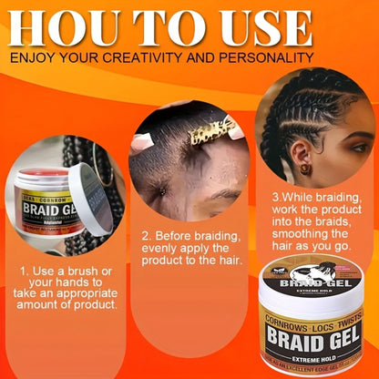 Braid Gel Extreme Hold Anti-Frizz Edge Control Hair Wax Pomade for Braids Locs Twists Sleek Styles Moisturizing Frizz Control Long-Lasting Hold 4/5/6 Pack