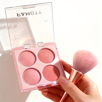 Blush Palette with Brushes Set - 4 in 1 Low Saturation Matte Powder, Soft Gradient Finish, Buildable Coverage for Cheeks & Eyes, Suitable for All Skin Tones, Natural Everyday Makeup Look