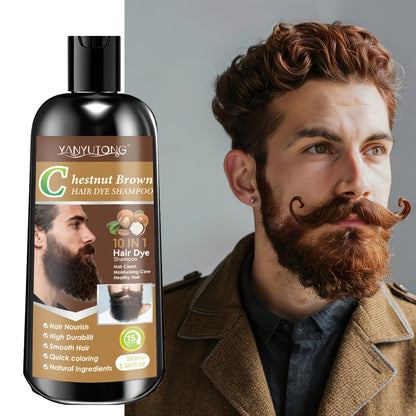 Color Shampoo for Beard & Hair — Natural Plant Dye Formula, Quick Gray Coverage, Gentle on Scalp | 3.38oz | Black, Dark Brown & Chestnut Brown