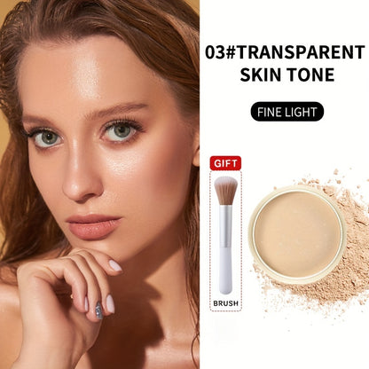 Setting Powder Concealer Kit with Puff & Brush Wet Dry Formula Oil Control Water Resistant Long Lasting - Ivory White Natural Bright Shades Face Makeup