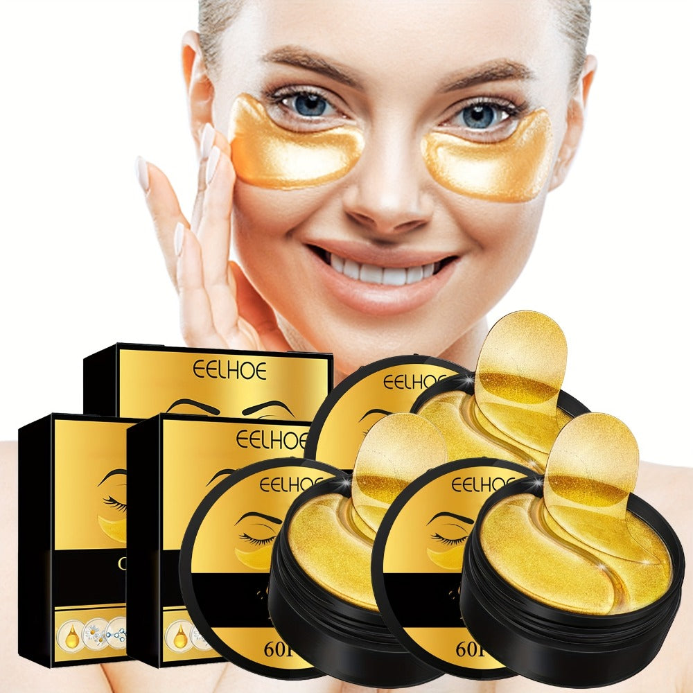 2 Boxes Of 120pcs--320g Golden Eye Mask, Glycerin, Collagen And Hyaluronic Acid, Deep Moisturizing Eye Skin, Suitable For Women Christmas, Valentine'S Day And New Year Gifts