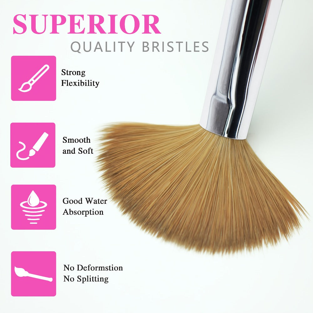 Aridito Professional Acrylic Nail Brush with 100% Kolinsky Hair - Flat Shape, Rose Red Handle & Cap for Manicure and Pedicure (Sizes 8, 10, 12, 14), Nail Art Accessories | Sleek Finish | Kolinsky Hair Bristles