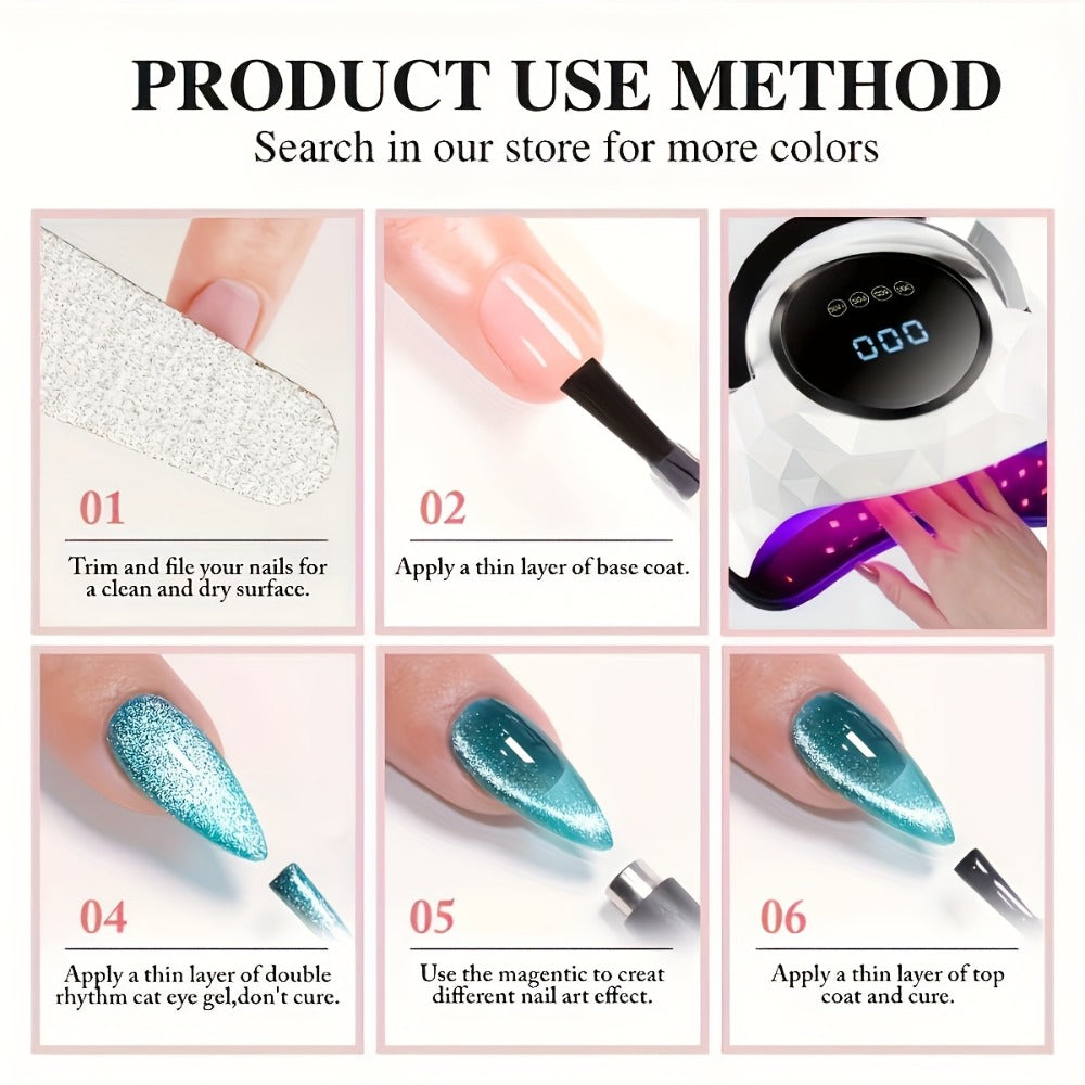 XEIJAYI 9pcs 0.51oz Purple Cat Eye Nail Polish Gel Gel Soak Off Nail Magnetic Gel Polish Nail Art DlY for Salon At Home-No Magnetic Stick Included for