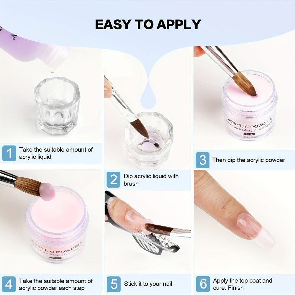Acrylic Nail Kit, A High-quality Acrylic Powder with Aids Such As A Professional Brush Is Perfect for Aspiring Nail Technicians