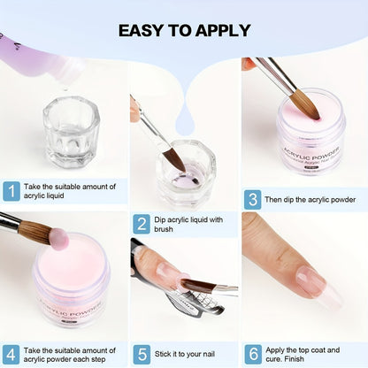 Acrylic Nail Kit for Beginners & Nail Technicians - High Quality Acrylic Powder with Professional Brush & Tools - Complete Starter Set for Practice & Salon-Quality Extensions