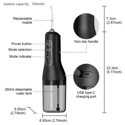 Water Flosser Cordless Oral Irrigator 4 Adjustable Modes 4 Nozzles Rechargeable IPX7 Waterproof Portable for Home Travel Deep Cleaning Gum Care Dental Hygiene Gift Black