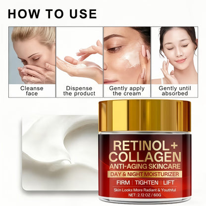 Face Moisturizer Cream Set Day & Night - Collagen & Hyaluronic Acid Facial Cream for Deep Hydration Dry Skin - Morning and Evening Skincare Routine 2pcs Travel Friendly Gift