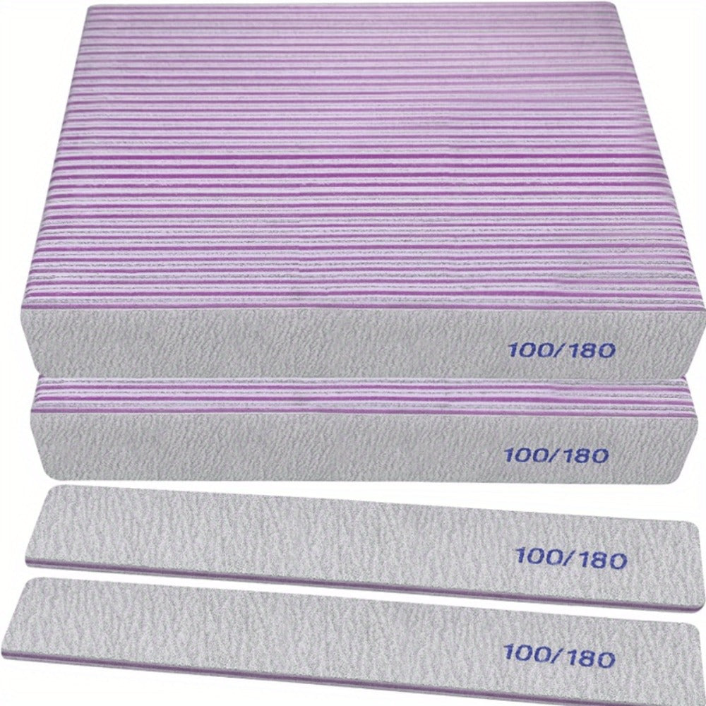 [50pcs Nail Files] 50pcs Nail Files, 100/180 Grit Emery Boards Nail File For Natural Nails And Acrylic Nails, Double Sided Emory Boards Limas Para Unas Acrilicas Profesional Fingernail Filer Reusable Manicure Gray