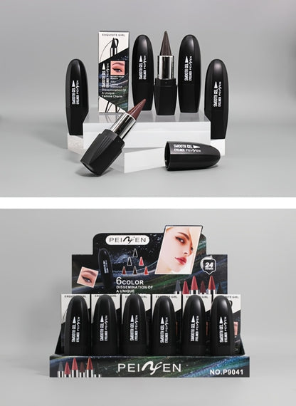 Eyeliner Set 6 Colors - Waterproof Long-Lasting Smudge-Proof Eyeliner Cream, Transfer-Proof Sliding Liner for Eyes & Lips, Black Brown Reddish Brown, Daily & Party Makeup for Women