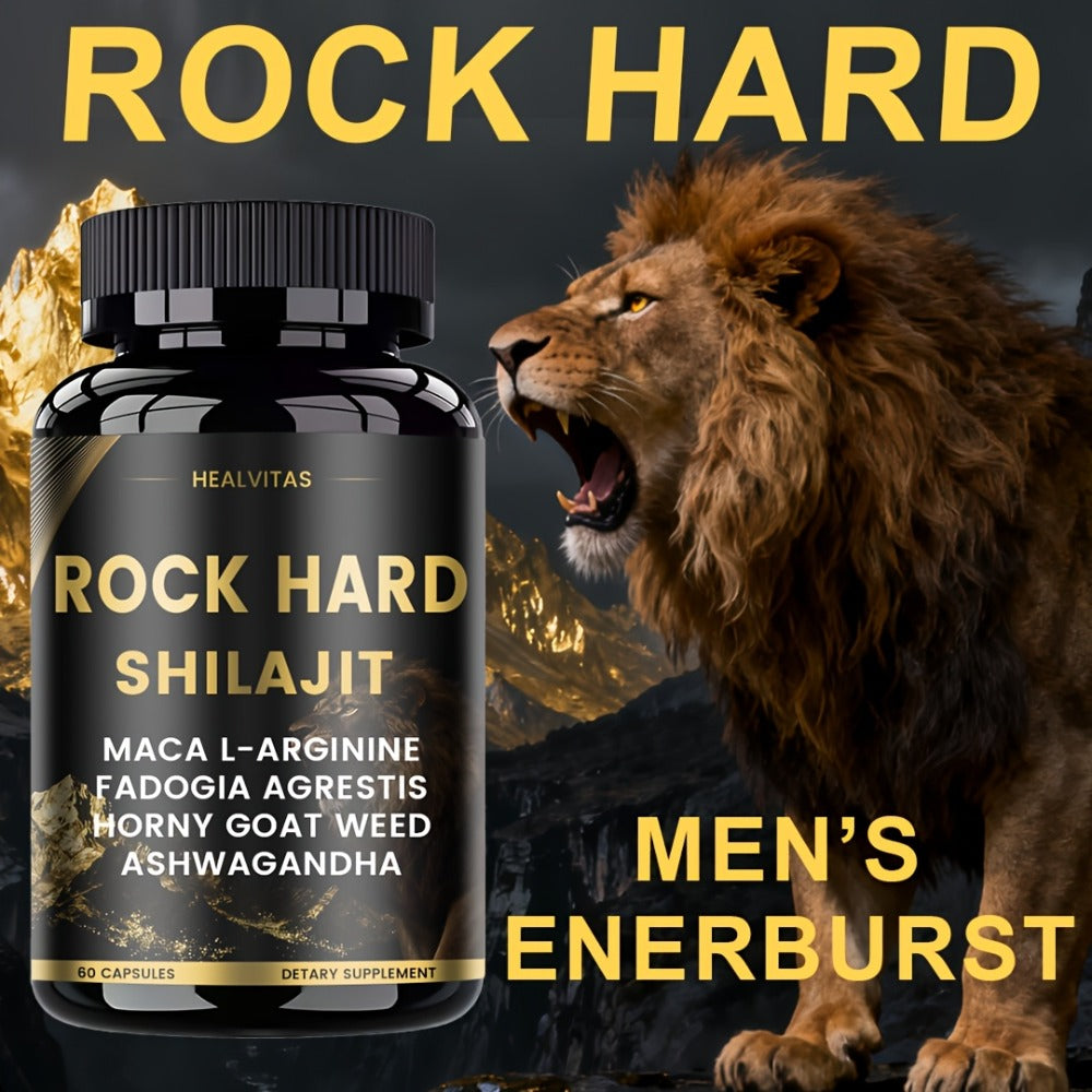 ROCK HARD MAX PILLS Vigor And Supplement, Natural Herbal Formula with Shilajit, Ashwagandha, Taurine, Ginseng And Turmeric for Vitality, Nerve, Antioxidants, Mood Support for Men Women