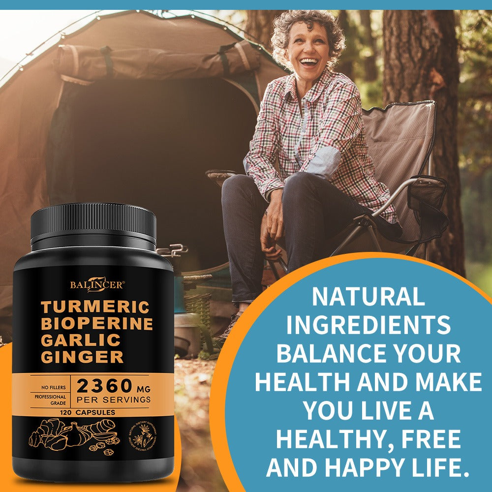 [Health Support Formula] Turmeric, Garlic, And Ginger Supplement, 2360mg Per Serving (Contains Turmeric, Ginger Root, Turmeric Root, And Black Pepper) - Premium Formula To Support Your Health - 120 Capsules Per Bottle (Available In 1, 2, Or 3 Bottles)