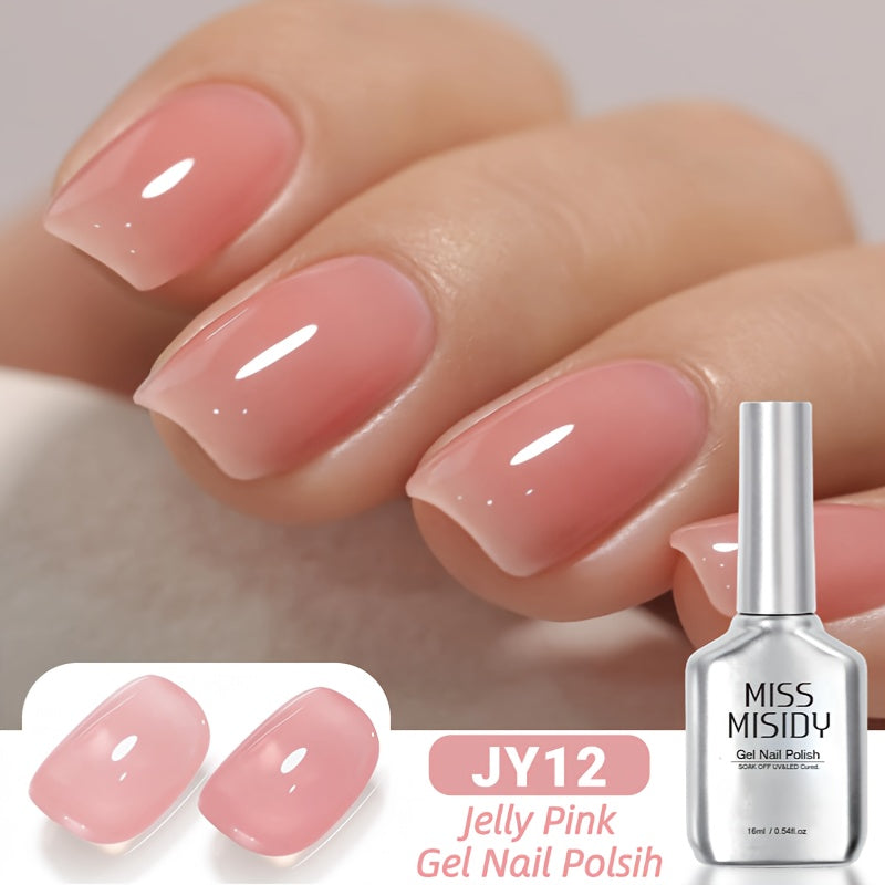 MISS MISIDY 0. 54oz Pink Translucent Gel Polish Sheer Neutral Natural Light 16ml Jelly Nail Polish Nail Art DIY at Home