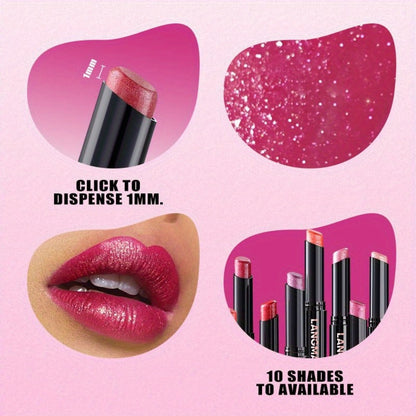 Lipstick Set 5pcs Diagonal Angled Multi Color Long Lasting Easy to Wear Lip Makeup - 5 Shades Gift for Beauty Lovers Beginners & Women
