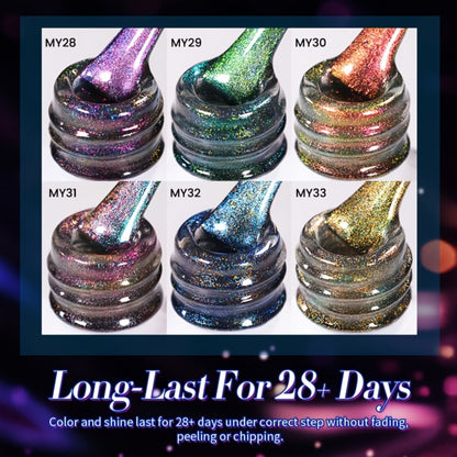 Cat Eye Magnetic Gel Nail Polish 6 Colors — 9D Polaris Glass Water Light Effect, Semi-Permanent Soak Off LED Gel, 0.34oz Each | BORN PRETTY Nail Gel Set