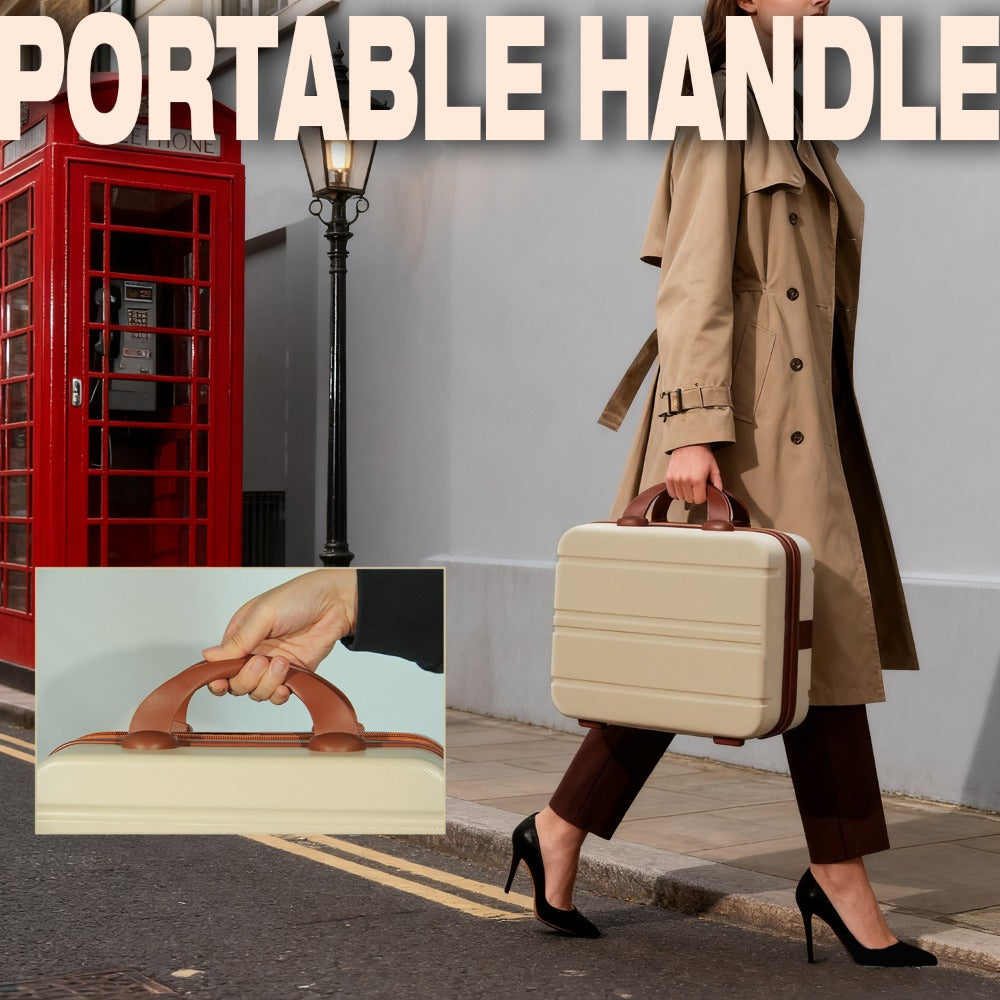 Portable Makeup Travel Case Hand Luggage, Pressure-proof Carrying Makeup Case Suitcase with Elastic Band, Small Hard Shell Cosmetic Case for Travel Camping.The Choice for Elegant Women