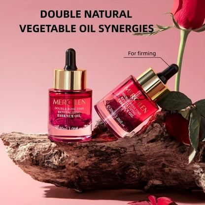 Rose Essential Oil — Plant-Based Squalane & Avocado Oil Hypoallergenic Moisturizing Face & Body Oil for Dry Skin | Natural Hydrating Skincare for All Skin Types | MERCILEN