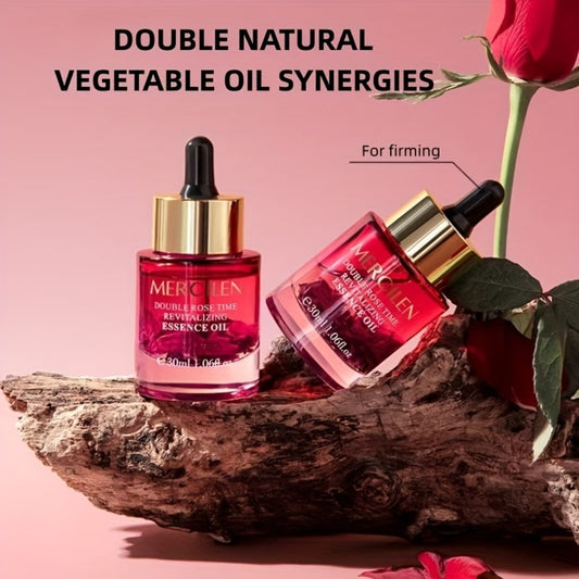 Rose Essential Oil — Plant-Based Squalane & Avocado Oil Hypoallergenic Moisturizing Face & Body Oil for Dry Skin | Natural Hydrating Skincare for All Skin Types | MERCILEN