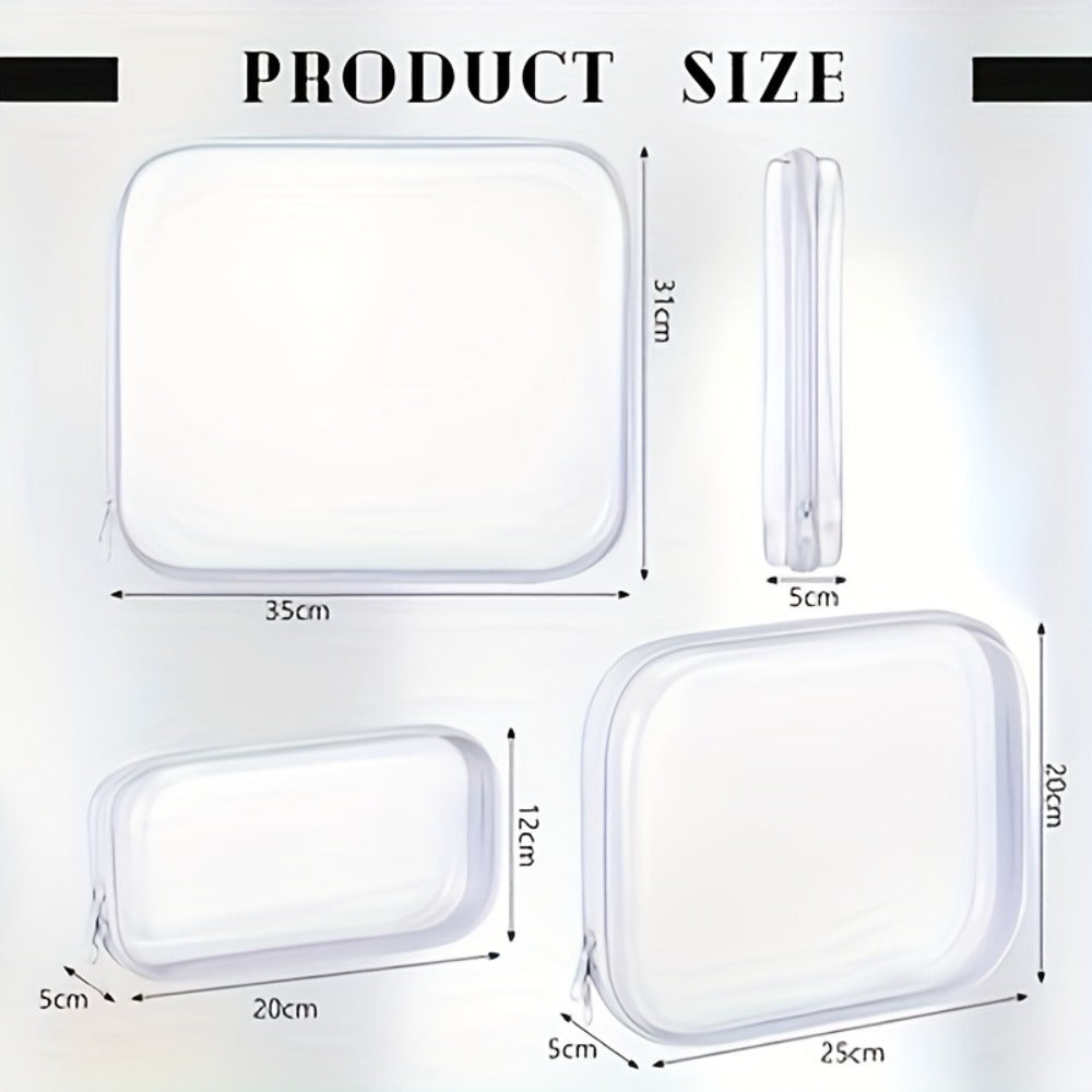 6pcs Double Zippered Hard Pouch, Transparent Storage Bag, Includes 3 Different Sizes.Storage, Hard Plastic, Pencil Case, Hard Plastic Clay Organiser, Clear Hard-shell Zip Case, Portable Make-up Bag for Holidays, Bathroom And Storage(2S+78.74inch+67.63oz)
