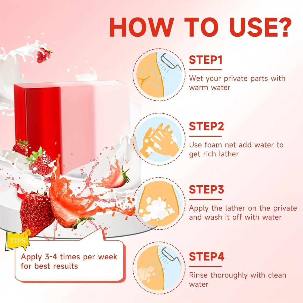 100g 3pcs Of Ladies' Strawberry Intimate Soap That Cleanses The Skin And Balances Value, Soap And Bath Products