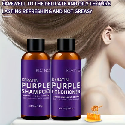 Purple Shampoo and Conditioner Set 2pcs - Toning, Deep Cleansing & Moisturizing for Blonde, Silver & All Hair Types | Strengthens Hair, Prevents Breakage & Split Ends