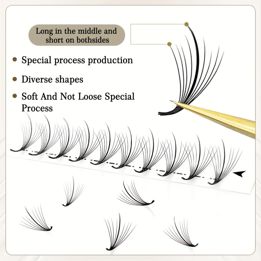 CoMango 120Fans Premade Wispy Fan Lashes - 5D/7D/9D Volume, Individual Sandwich Faux Mink Spike Stem, Fluffy Pointy Base, Natural Look, Options for Beginners, Beginner Eyelash Extensions, Fluffy Lash Extensions, Curlable Lashes Durable Adhesive