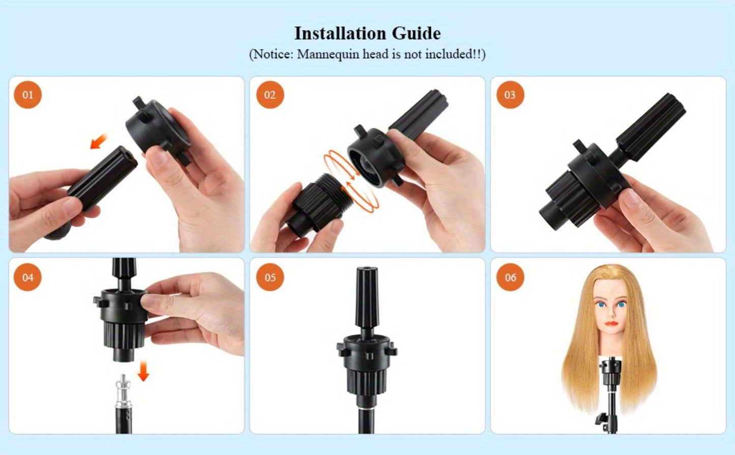 Adjustable Wig Stand Tripod Mannequin Head Stand 360 Rotation Height Adjustable to 50 Inch Aluminum Alloy for Styling Cosmetology Hairdressing Training