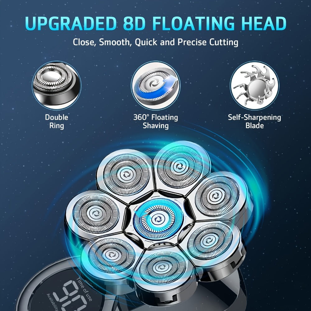 5-In-1 Head Shaver for Bald Men Electric Razor with Beard Grooming Kit, 8D Upgraded Technology for Smooth Shaving Experience Ideal for Bald Head Care And Grooming, Christmas Gifts, Anniversary Gifts, Holiday Gifts, Valentine'S Day Gift