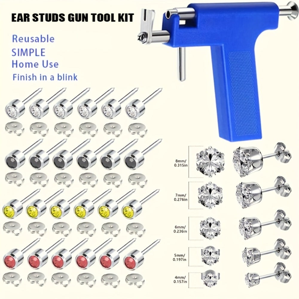 A Professional Ear Piercing Kit, Including 1 Professional Ear Piercing Gun, 34pcs Stainless Steel Ear Stud, Suitable for Salon And Home Use, Add A Touch Of Elegance to Your Ears And Unlock An Exclusive New Experience Of Wearing Earrings.