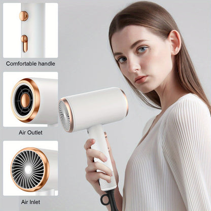 Ionic Hair Dryer 1600W with Diffuser & Concentrator Nozzle 2 Speed 3 Heat Settings ALCI Safety Plug Brushed Motor Portable for Straight Curly Hair Home Travel Salon White Pink Red