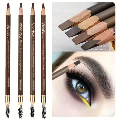 Waterproof Eyebrow Pencil 4-Pack - Smudge Proof Long Lasting Double-Ended with Built-In Brush, Sulfate Free, Natural Look for All Skin Types