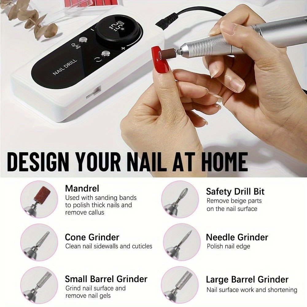 Rechargeable Nail Grinder 45000RPM Portable Electric Manicure Tool Professional Nail Remover