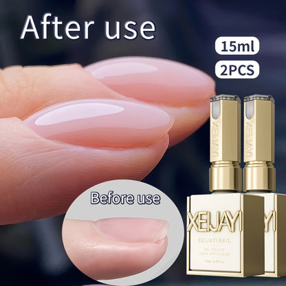 Builder Gel Nail Extension Base 4-in-1 XEIJAYI 2pcs 15ml - Leveling Reinforcement Sealing Adhesion Alcohol-Free Construction Primer Gel for Nail Salons & DIY Strengthening Base Coat 0.51oz Each