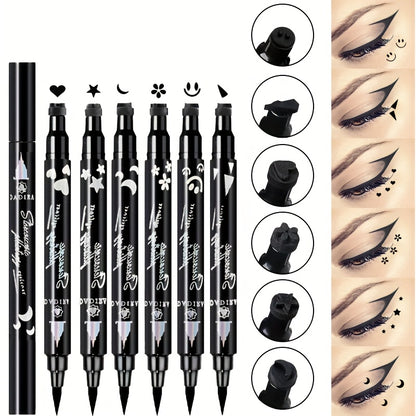 Eyeliner Pen Set 6pcs Waterproof Smudge-Proof Double-Ended Liquid Eyeliner Kit - Oil-Proof Long-Lasting Precision Eye Liner Pencil for Women Holiday Gift