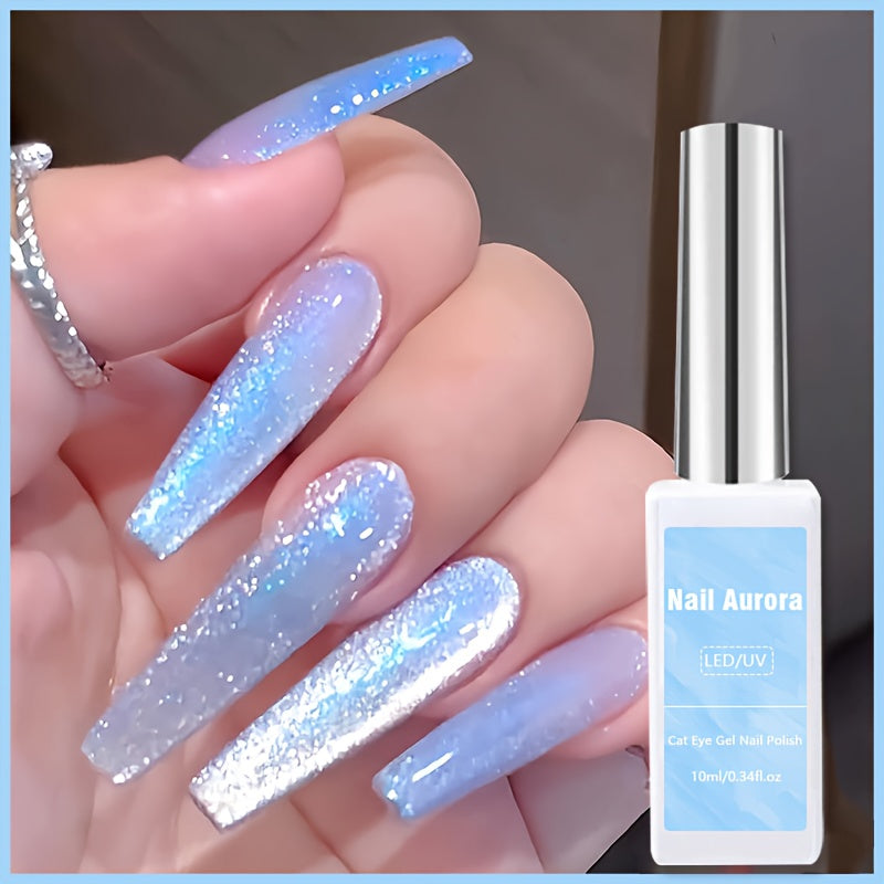 Light Blue Cat Eye Nail Gel, Iridescent Cat Eye Nail Gel, Holographic Magnetic Nail Polish Designed Specifically for Women And, Cat Eye Nail Polish