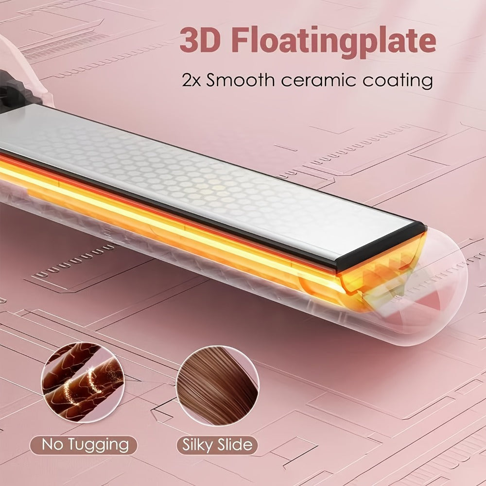 2-In-1 Airflow Curling Iron for Lasting Curls - 360° Airflow Styler Ceramic Flat Iron Hair Straightener And Curler, Anti-Scald Curling Wand, 360° Cool Air, 5 Temps Adjustable for Long Short Hair
