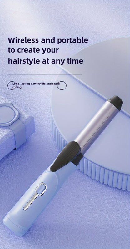 Wireless Mini Hair Curling Iron Portable Cordless Curler for Airy Bangs Big Waves Long-Lasting Style – Travel-Ready Hairdressing Tool for Students & Women