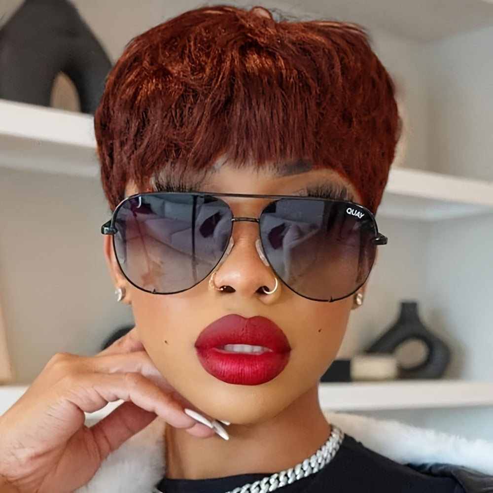 Short Pixie Cut Wig with Bangs Wavy Synthetic Hair for Women 8 Colors Blonde Purple Blue Redhead Low Maintenance Festival Halloween Party Daily Wear 4 Inch