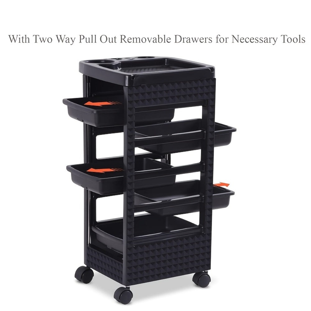 Salon Trolley with 5 Drawers and 4 Wheels, Stylist Trolley, Beauty Storage Rack, Suitable for Hairdressers and Barbers