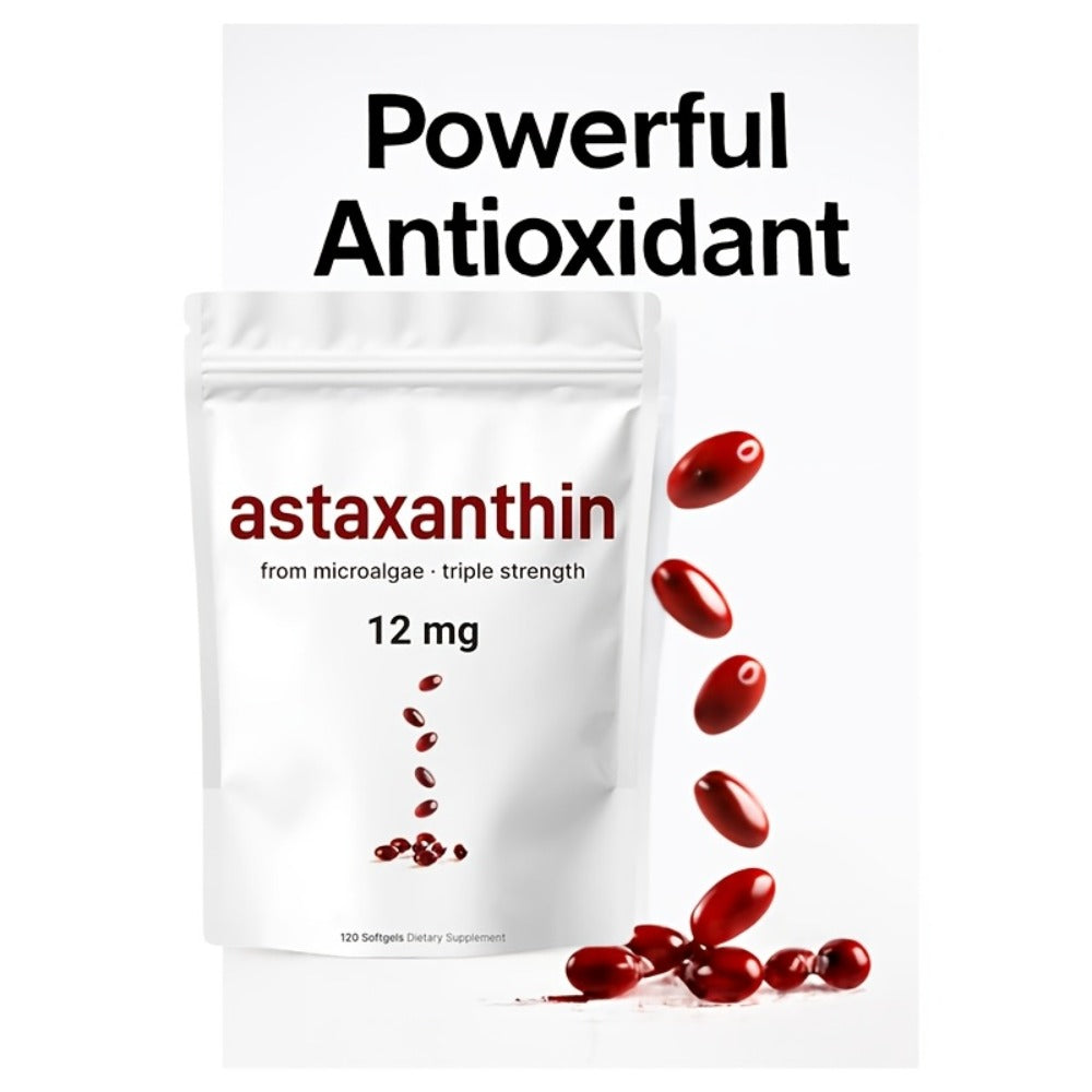Astaxanthin 12Mg, 120 Softgels, 4 Month Supply | Premium Astaxanthin Antioxidant Supplements* | Fresh Microalgae Source | Triple Strength, Easy to Swallow