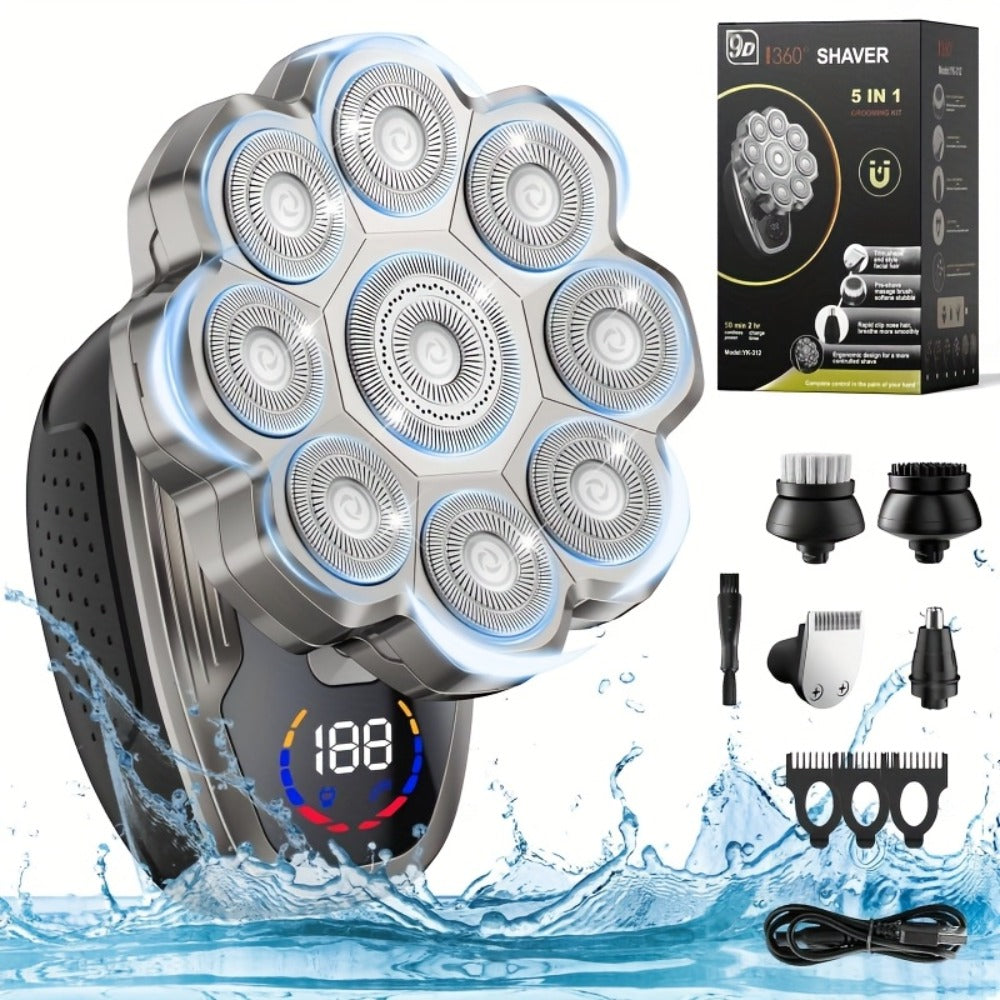 [Upgraded Version] 7D/9D Men's Electric Shaver, Bald Barber, Intelligent LED Screen Display, Full Body Wash Wet And Dry Double Shaving, USB-C Fast Charging, Rotary Floating Shaving, Bald God, The Ideal Gift for Boyfriends And Fathers![