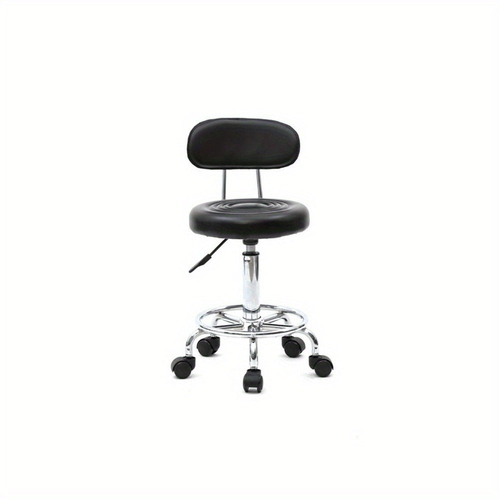 Adjustable Height Rotating Bar Stool with Backrest And Stripes, Modern 360° Swivel Armless Chair for Kitchen, Dining, Living Room, Bistro, And Spa - Black