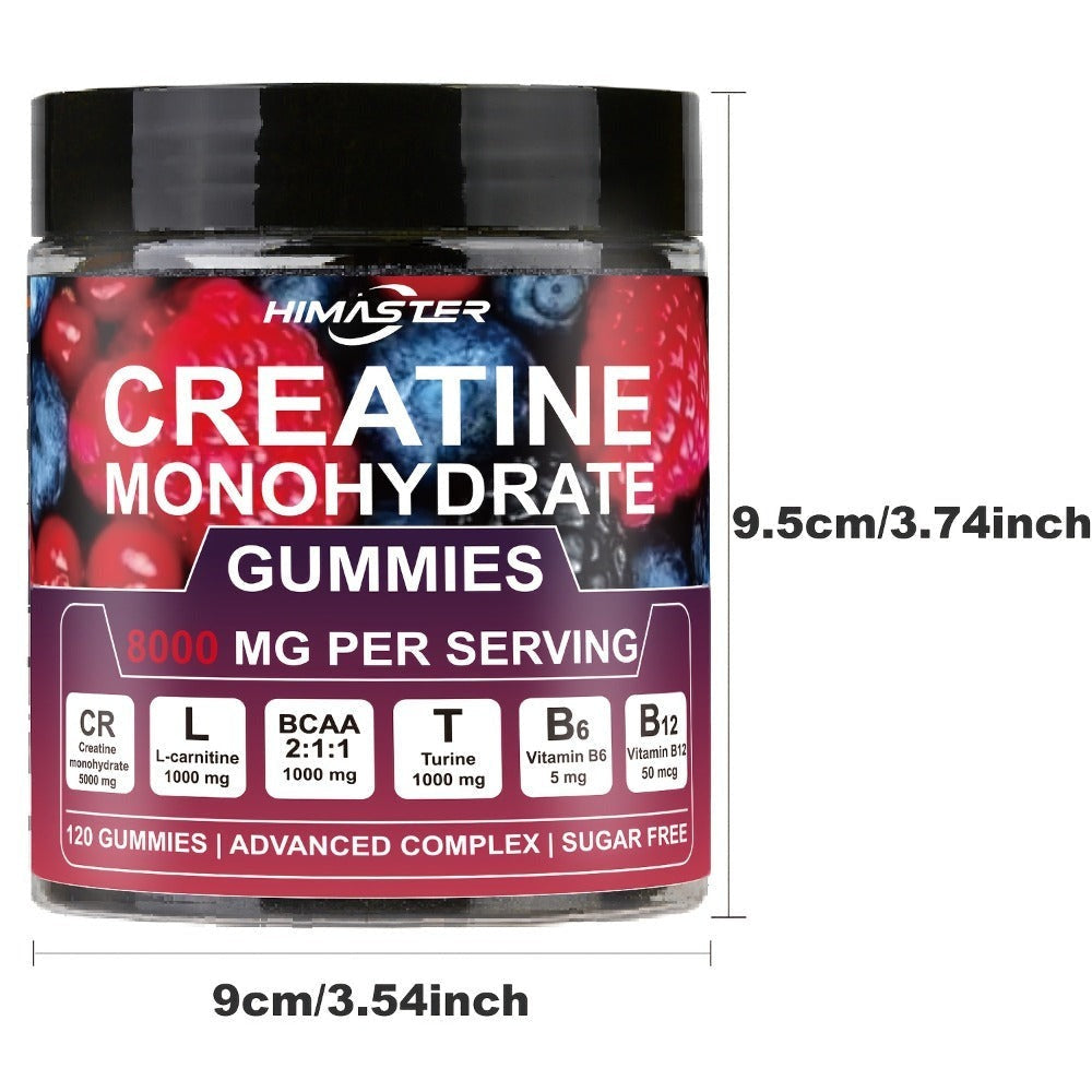 [Yeah Buddy] 8000mg Creatine Monohydrate Blueberry Gummies | with L-Taurine, with BCAA, Vitamin B6 & B12, for Men & Women, 120 Count