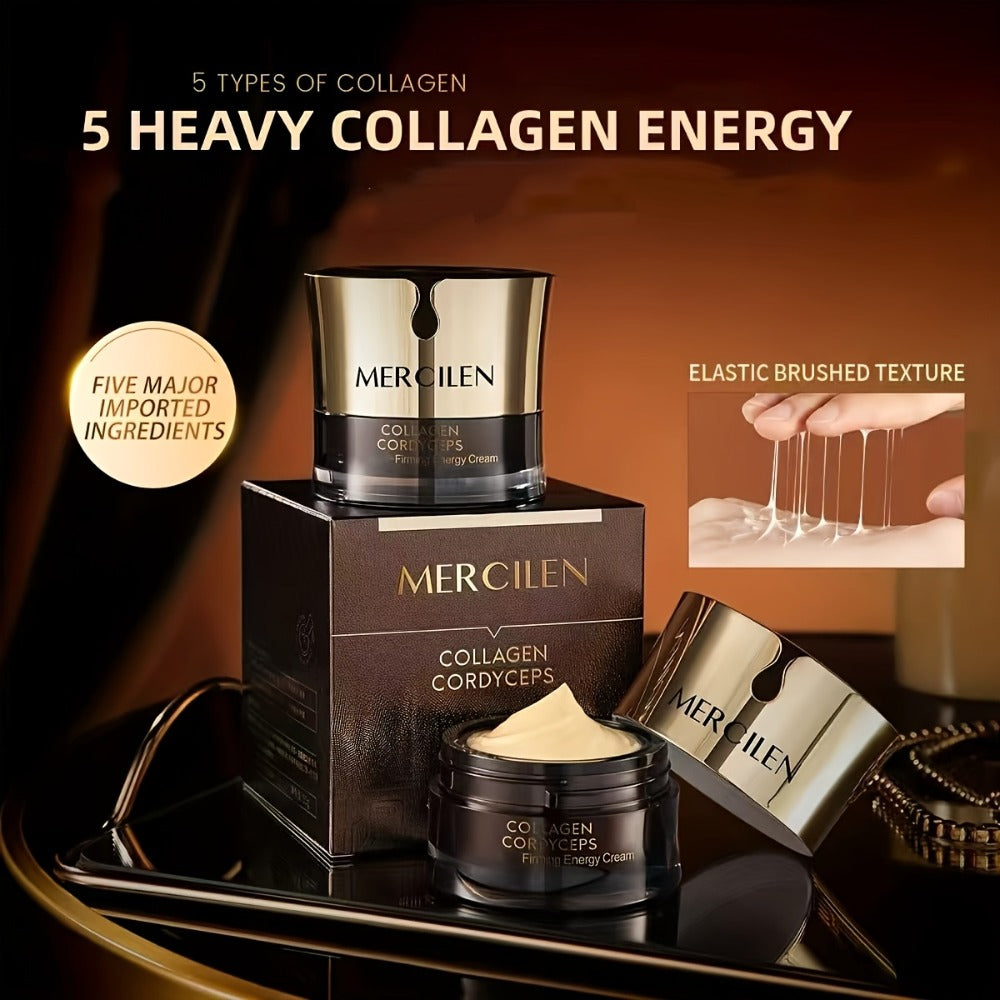 Mercilen Collagen Cordyceps Moisturizing Cream - 50g, Plant-Based Squalane & Glycerin, Alcohol-Free, Ideal for Normal to Sensitive Skin, Moisturizing Face Cream|Sensitive Skin Care Plant Extract Cream, Skincare