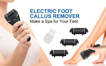 Electric Foot File Pedicure Kit 14-in-1 Rechargeable 3 Roller Heads Dead Skin Callus Remover Portable Foot Scrubber Professional Foot Care Tool Black White Silver